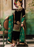 KY953 3-Piece Embroidered Velvet Suit Embroidered Organza Dupatta