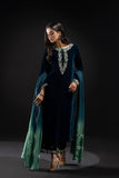 KY 7002 Embroidered Velvet Dress with Embroidered Karandi Shawl