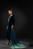 KY 7002 Embroidered Velvet Dress with Embroidered Karandi Shawl