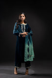 KY 7002 Embroidered Velvet Dress with Embroidered Karandi Shawl