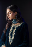 KY 7002 Embroidered Velvet Dress with Embroidered Karandi Shawl