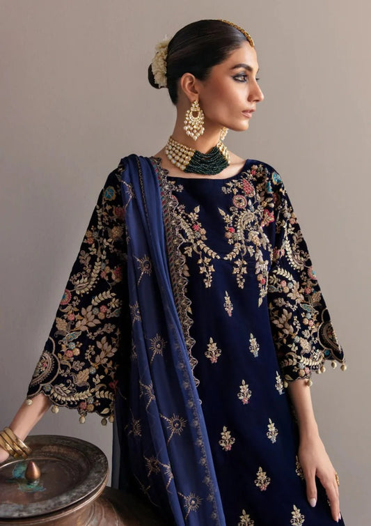 KY981-3Piece Embroidered Velvet Dress
