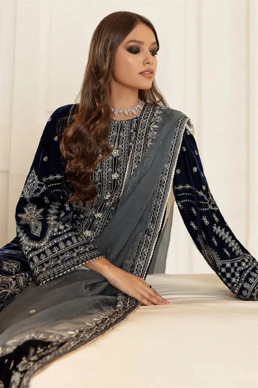 KY971-3PC Velvet Embroidered Dress
