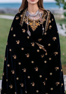 KY303 - Embroidered Velvet 3-Piece Dress with Velvet Shawl