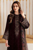 KY705 - Embroidered Velvet 3-Piece Dress with Organza Dupatta