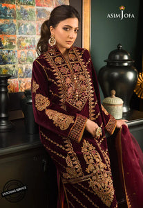 KY977- 3piece suit Embroidered Velvet