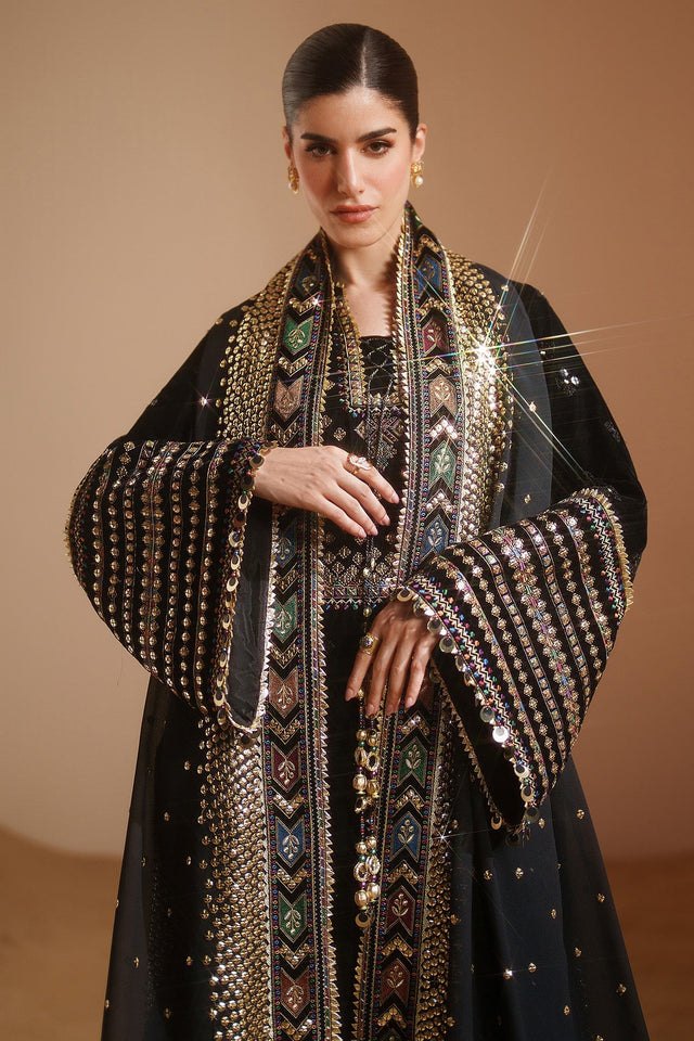 KY 7008 - JZ Embroidered Velvet 3-Piece Dress