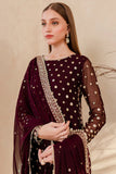 KY960-3PC Embroidered Velvet Dress With Embroidered Organza Dupatta