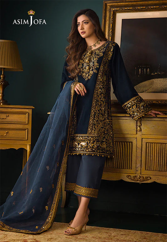 KY973-3piece Embroidered Velvet Dress