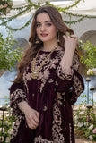 KY954 Embroidered Velvet Three piece with Velvet Shawl