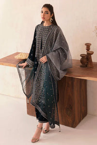 KY962-3PC Velvet Embroidered Dress With Embroidered Organza Dupatta