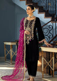 KY964-3PCs Velvet Dress With Embroidered Organza Dupatta