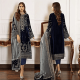 KY971-3PC Velvet Embroidered Dress