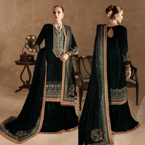 KY974-3piece Embroidered Velvet Dress