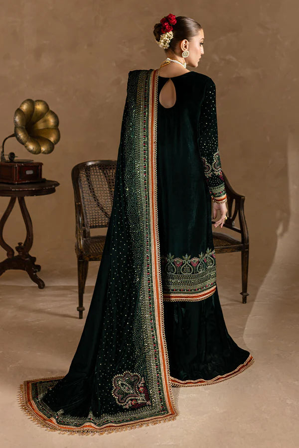 KY974-3piece Embroidered Velvet Dress