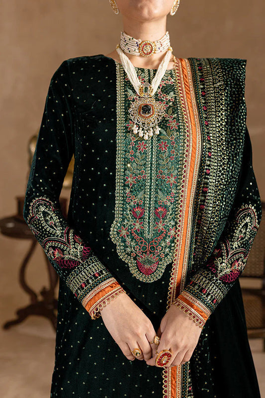 KY974-3piece Embroidered Velvet Dress