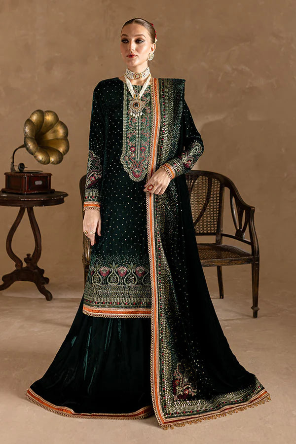 KY974-3piece Embroidered Velvet Dress