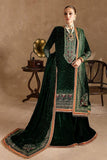 KY 974 GREEN-3piece Embroidered Velvet Dress