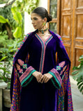 KY975-3piece Embroidered Velvet Dress