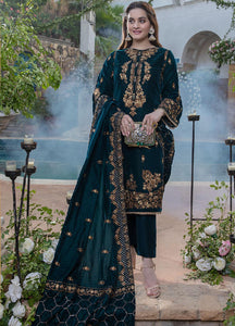 KY2050 Sequance Embroidered Velvet Three piece With Velvet Shawl