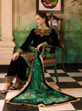 KY953 3-Piece Embroidered Velvet Suit Embroidered Organza Dupatta