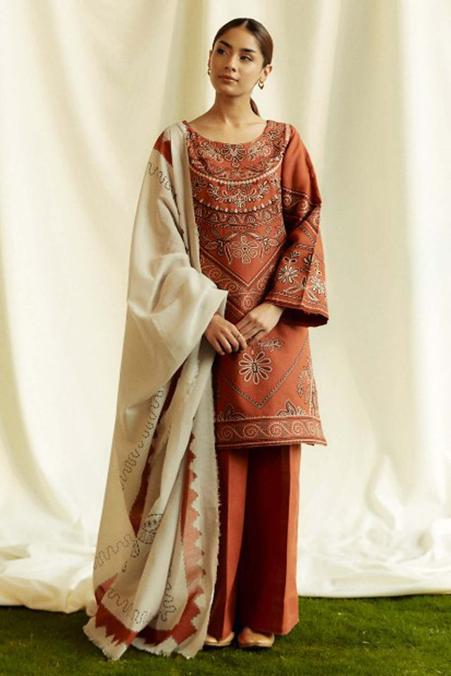 Dhanak 3-Piece Embroidered Dress D-GD 9104